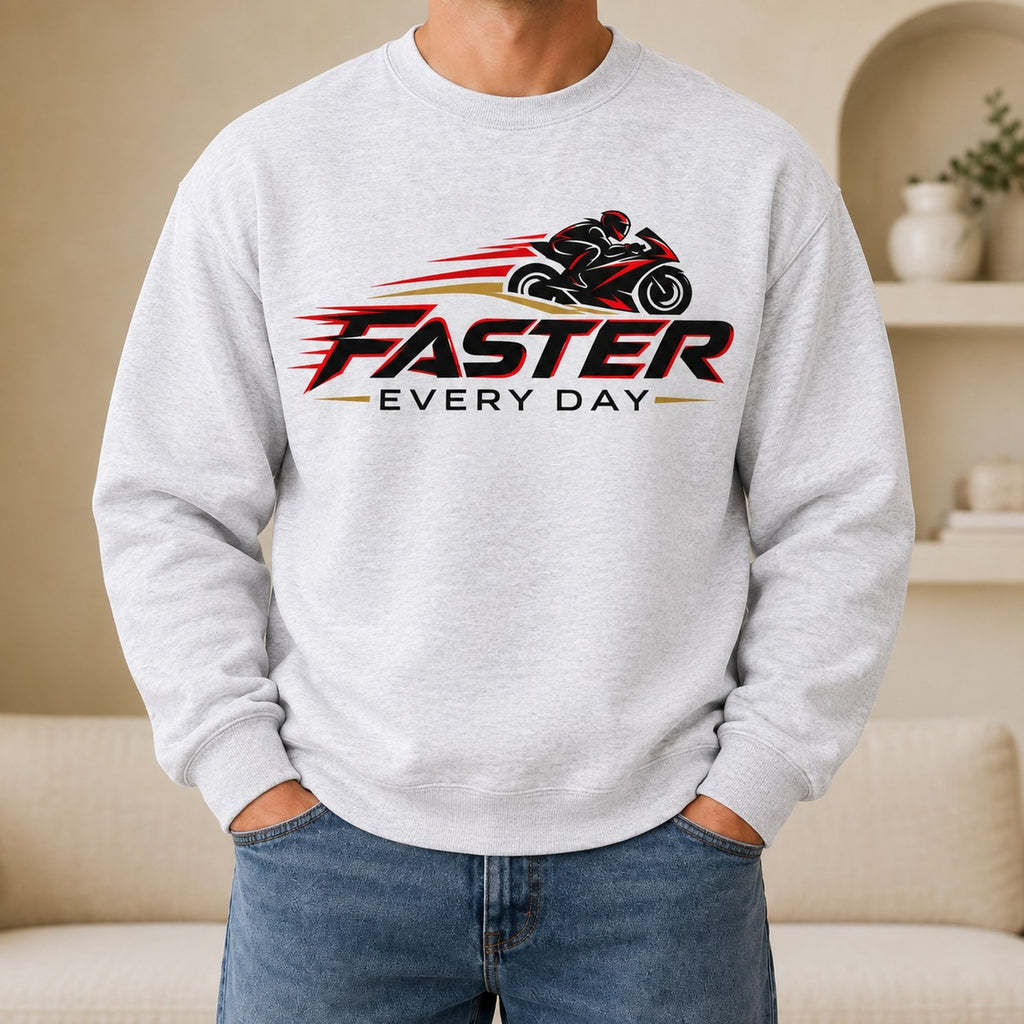 Faster Every Day Sport Bike Logo Sweatshirt - Front View