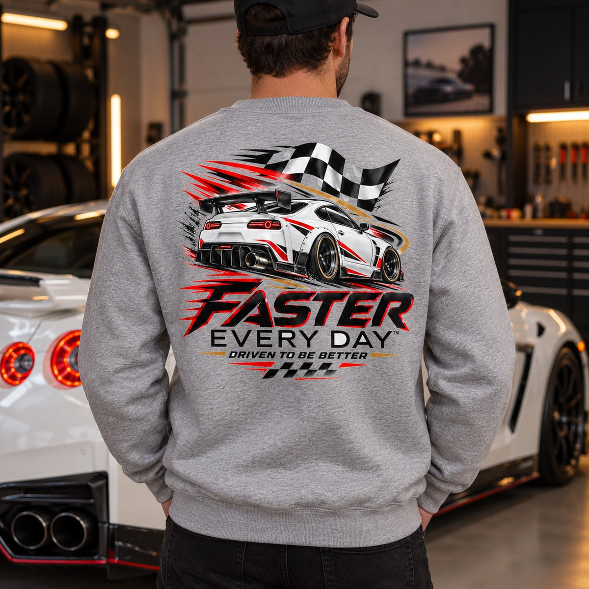 Faster Every Day Sports Car Sweatshirt - Lifestyle