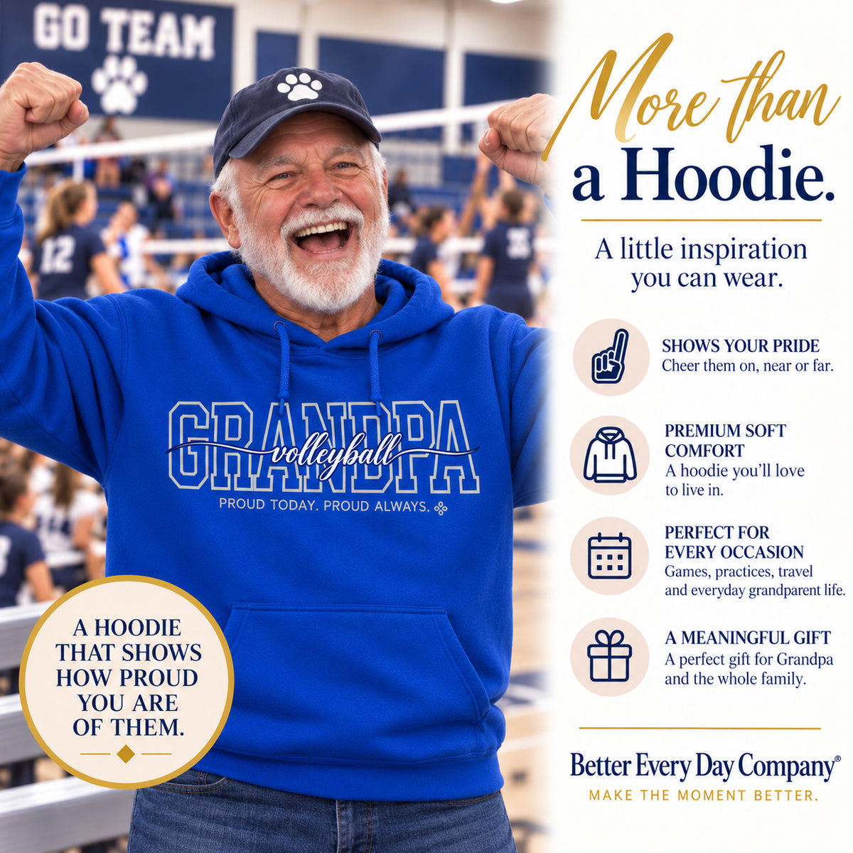Volleyball Grandpa Hoodie - Proud Today. Proud Always.