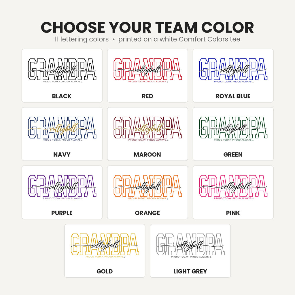 volleyball grandpa team color chart tall