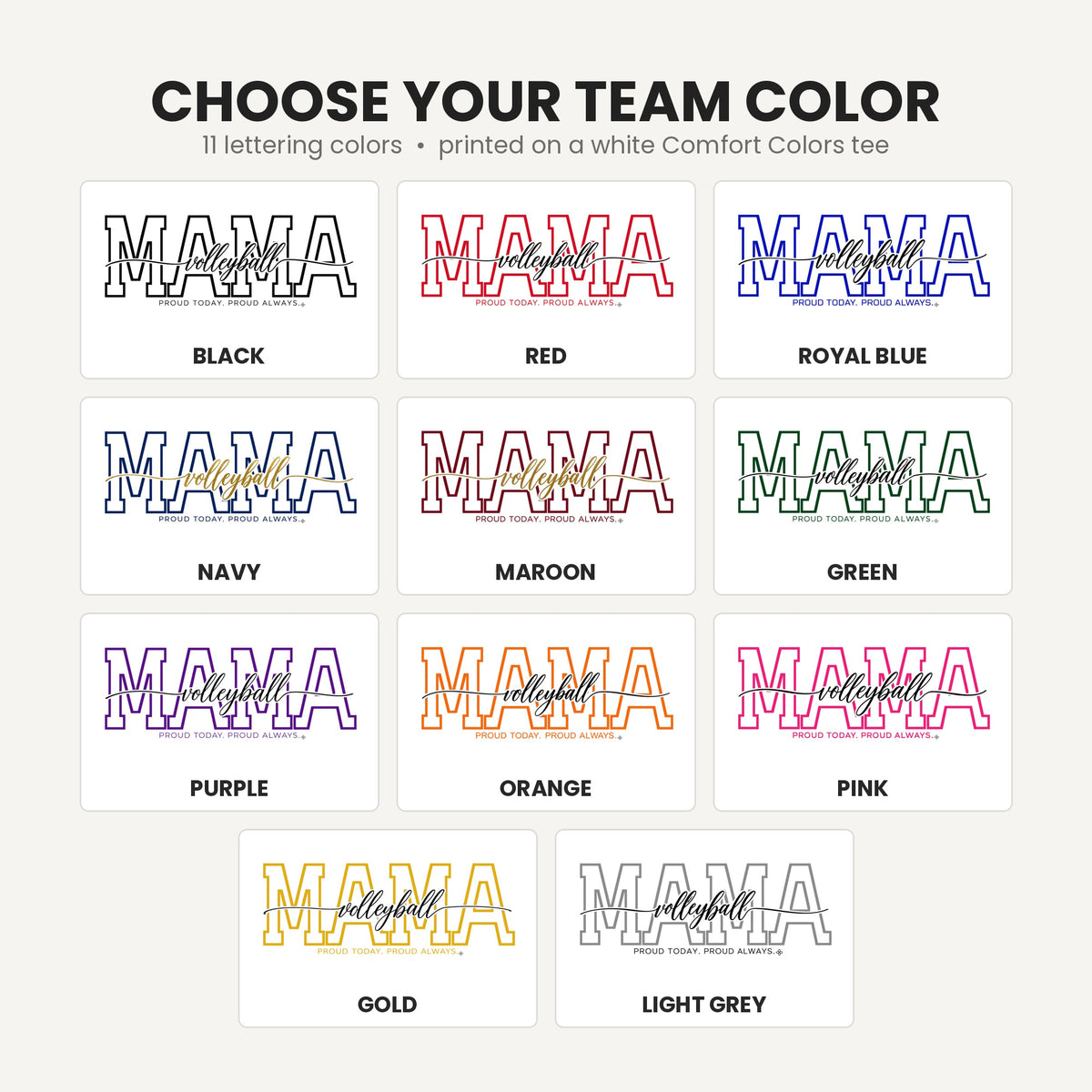Volleyball Mama shirt team lettering colors