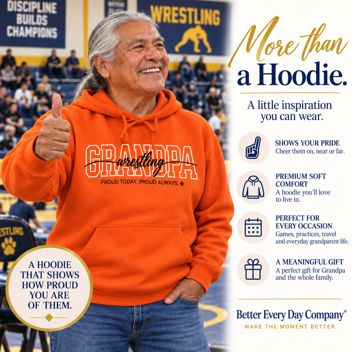 Wrestling Grandpa Hoodie - Proud Today. Proud Always.