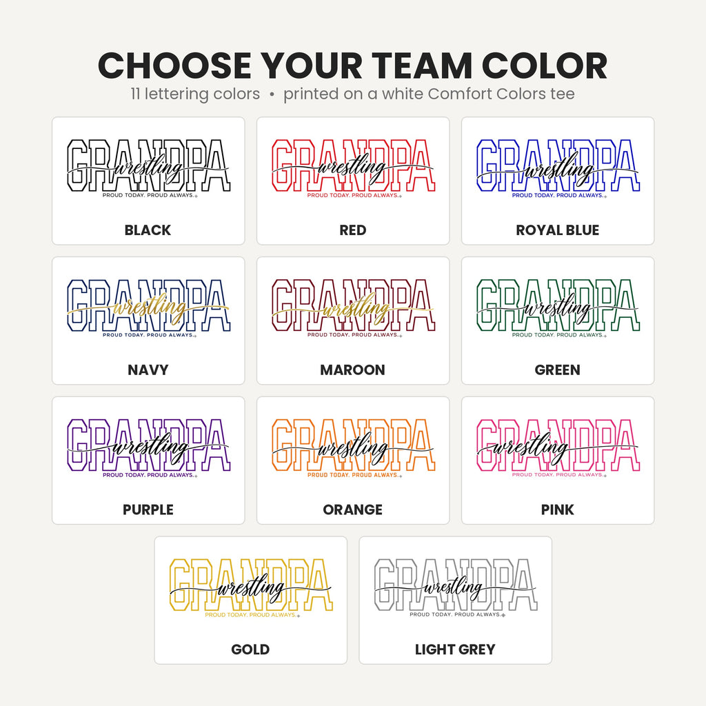 wrestling grandpa team color chart tall