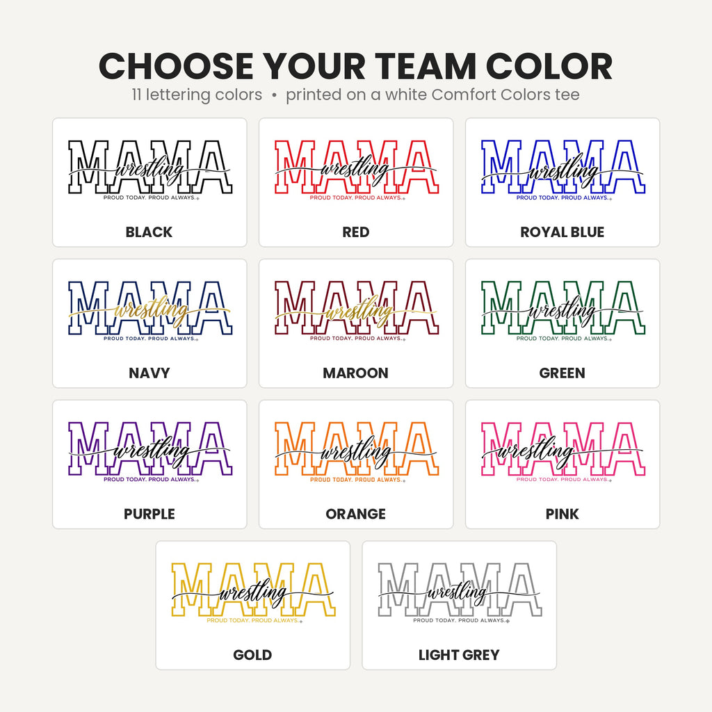 Wrestling Mama shirt team lettering colors